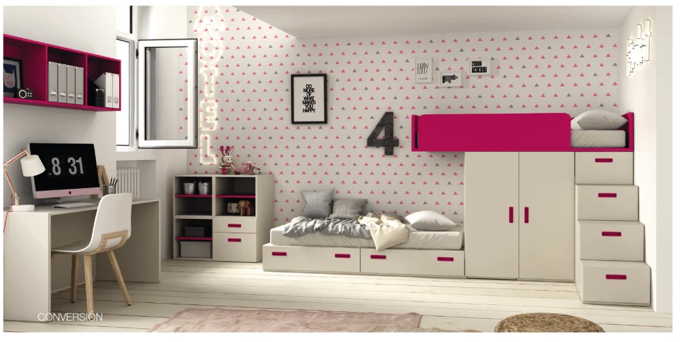 dormitorio bebé rosa neón