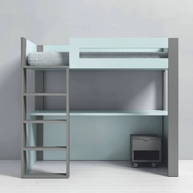 modulo de cama doble gris